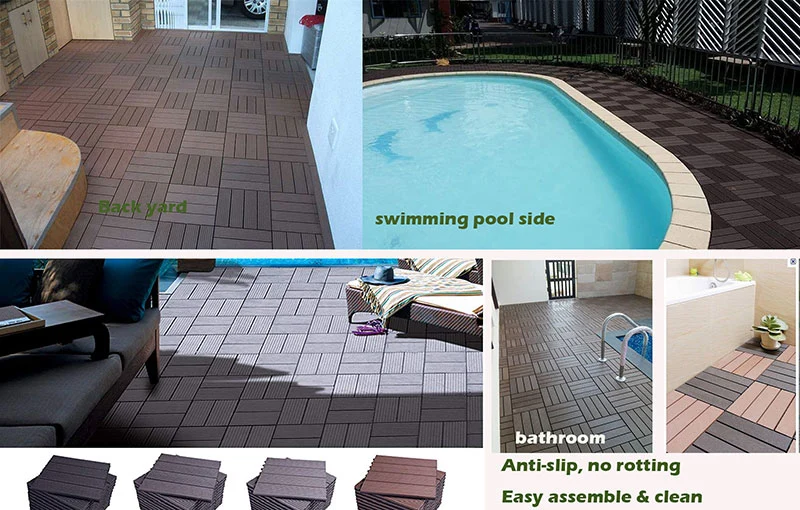 Interlock Waterproof Outdoor Flooring Deck Tile 300*300mm DIY Decking WPC Patio Tiles Interlocking Terrazzo Floor Tiles