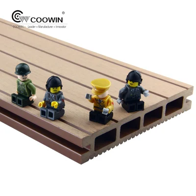Plancher de terrasse composite bois-plastique résistant à l'usure à rainure creuse pour Outddor