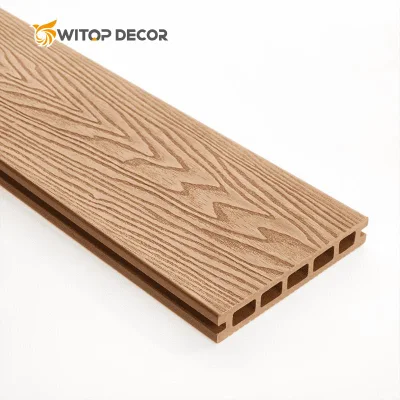 Alfresco WPC Creux Decking Antidérapant Imperméable À L'eau Résistance Aux Fissures Faible Entretien Composite Bois Plastique Extérieur WPC Plancher